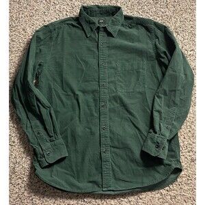 Uniqlo Corduroy Shirt Mens Large Green Button Up Long Sleeve